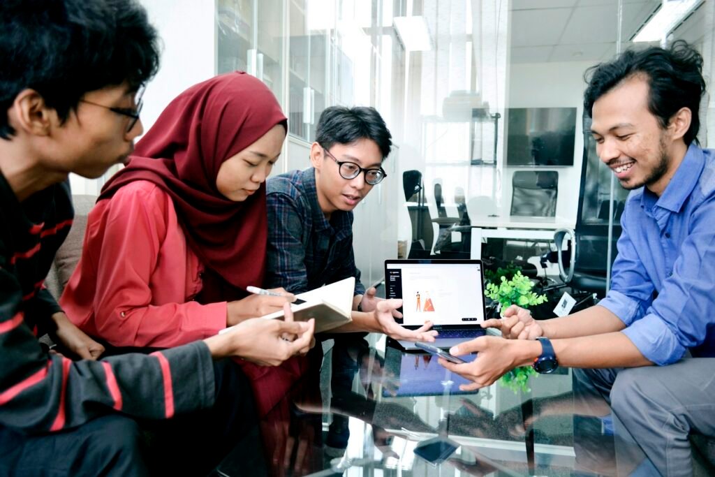 Group discussing research findings