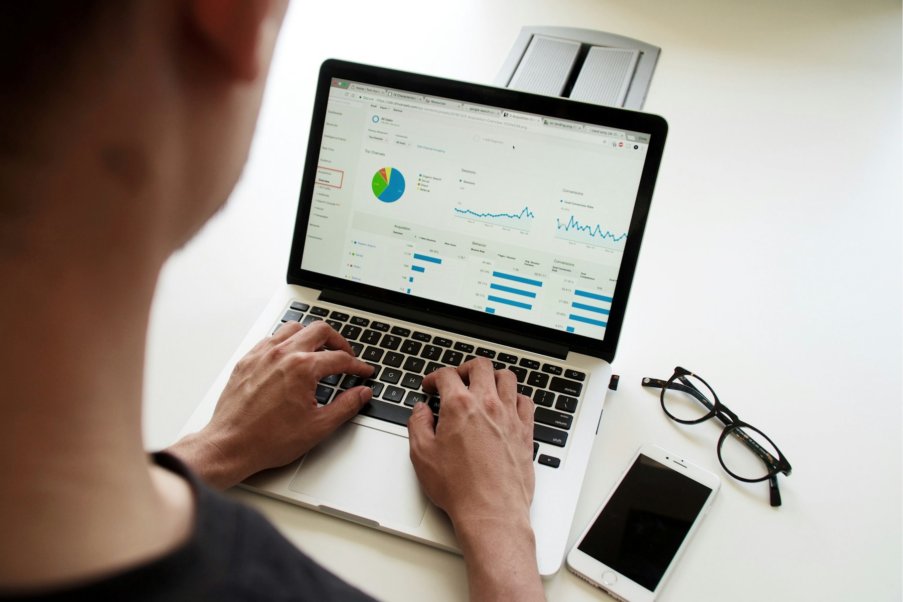 Analyzing data on a laptop